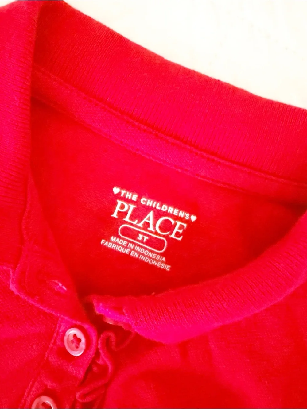 The Children's Place 3T Kids Bright Red Long Sleeve Ruffle Polo Top